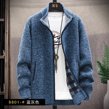 Cargar imagen en el visor de la galería, Men&#39;s Sweater Zipper Cardigan Autumn/Winter Fleece Catch Thick Warm Collar Jacket Artificial Fur Wool Coat
