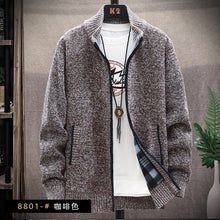 Cargar imagen en el visor de la galería, Men&#39;s Sweater Zipper Cardigan Autumn/Winter Fleece Catch Thick Warm Collar Jacket Artificial Fur Wool Coat

