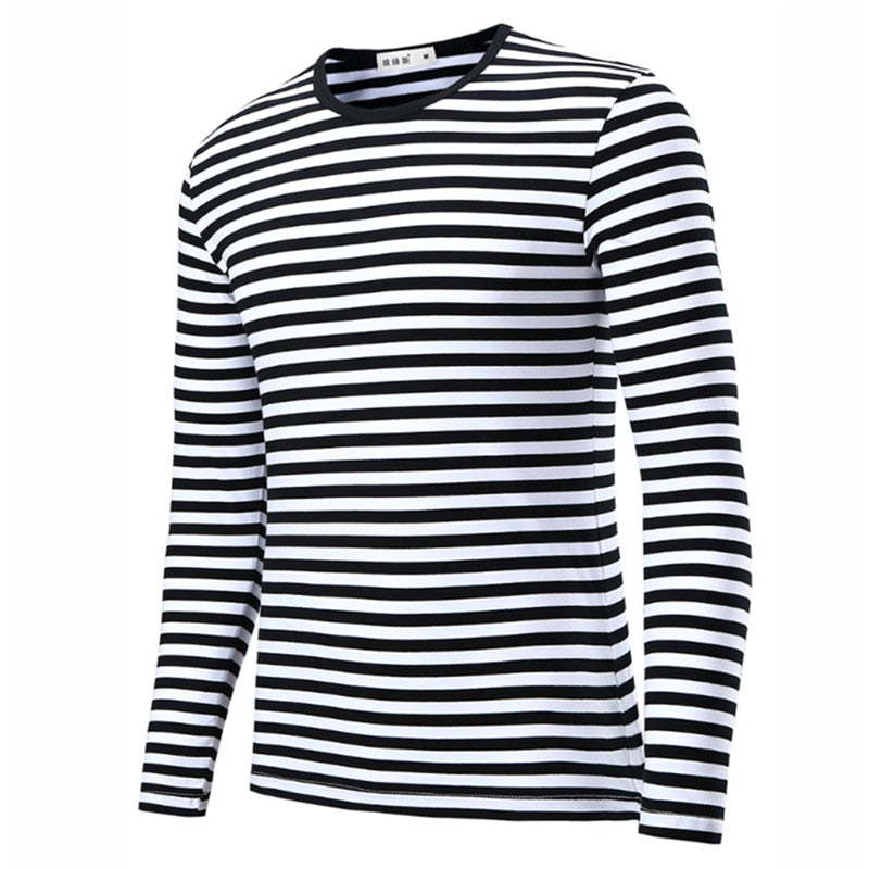 Unisex Striped Sweater Men clothing harajuku Women's  Slim Fit cotton Stripe Long sleeve Plus Size fashion T-shirts top