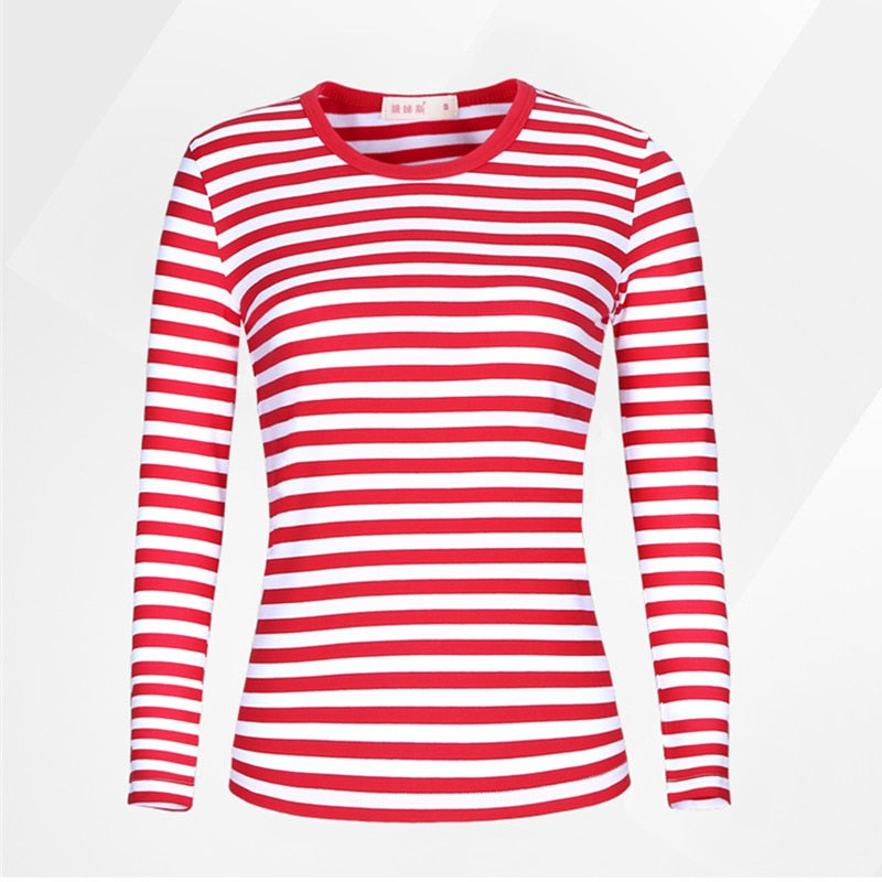 Unisex Striped Sweater Men clothing harajuku Women's  Slim Fit cotton Stripe Long sleeve Plus Size fashion T-shirts top