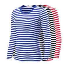 將圖片載入圖庫檢視器 Unisex Striped Sweater Men clothing harajuku Women&#39;s  Slim Fit cotton Stripe Long sleeve Plus Size fashion T-shirts top
