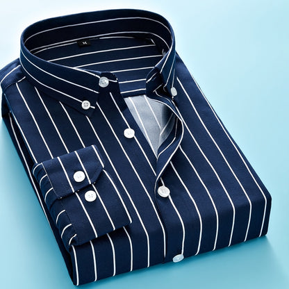 Mens Clothing Shirts High Quality Striped Business Casual Soft Dress Social Long Sleeve Shirts Regular Fit Male Shirt for men