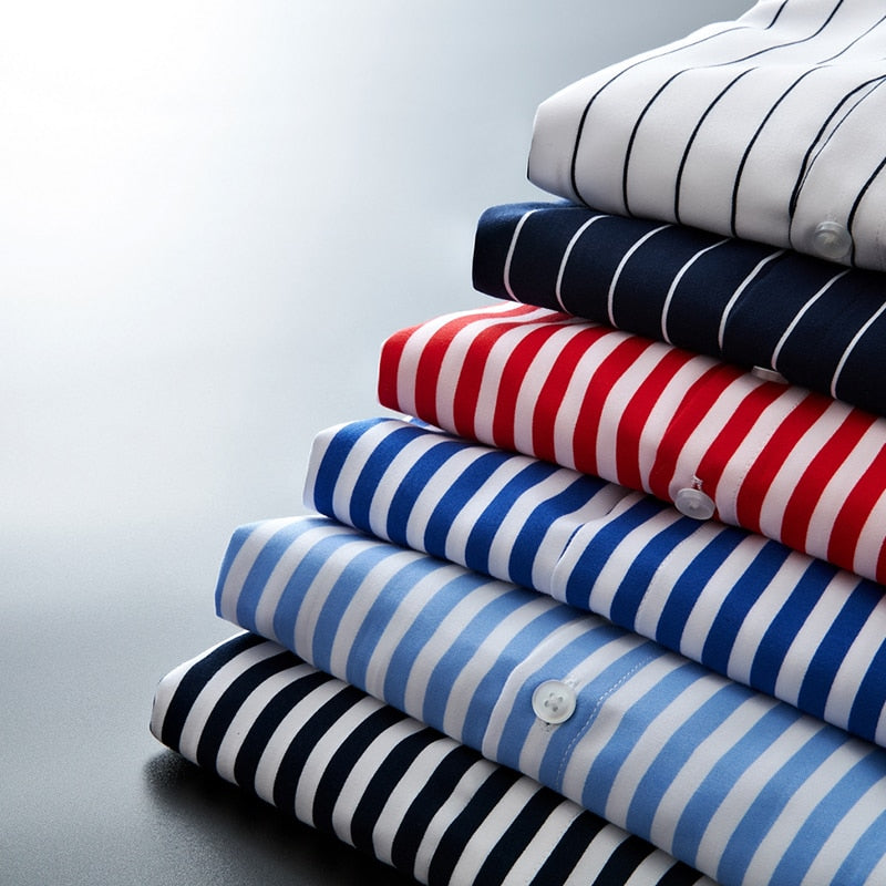 Mens Clothing Shirts High Quality Striped Business Casual Soft Dress Social Long Sleeve Shirts Regular Fit Male Shirt for men