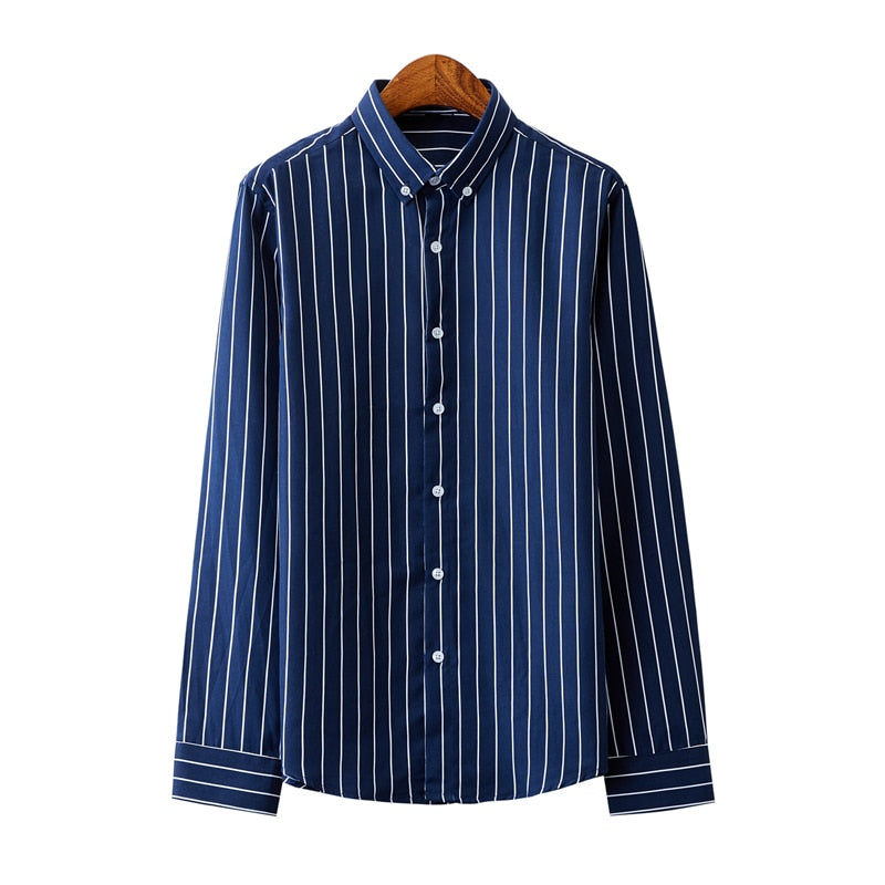 Mens Clothing Shirts High Quality Striped Business Casual Soft Dress Social Long Sleeve Shirts Regular Fit Male Shirt for men