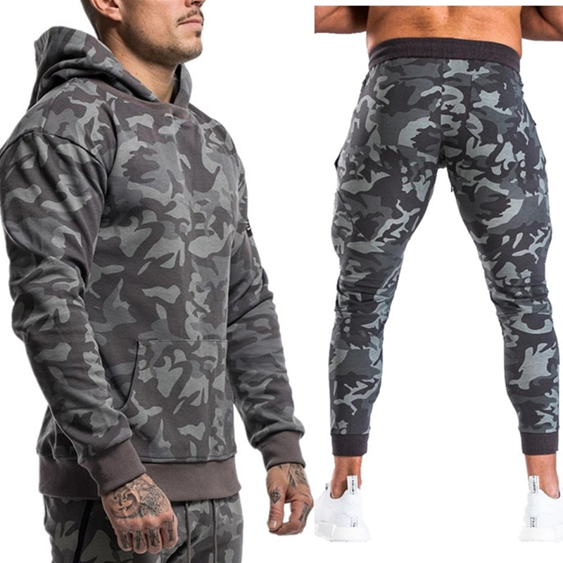 Men's Sports Suits Male Set Jogging Clothing Ropa De Marca Chandal Casual Hoodie Set Camouflage Big Pocket Cotton Dresy Tracksuit