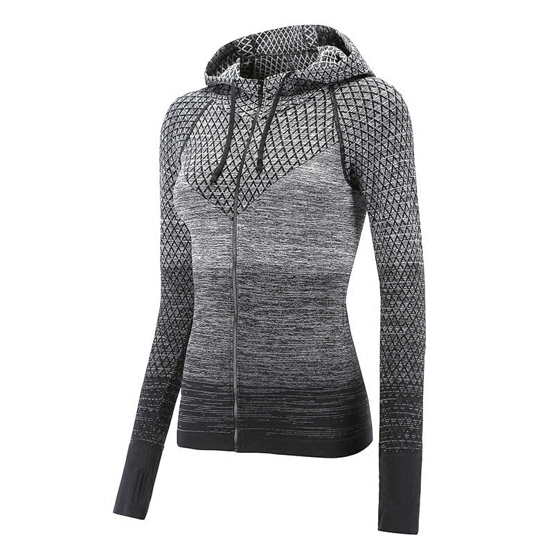Mermaid Curve Women's Hooded Running Jacket Long Sleeve Sportswear Quick Dry Tracksuit Women Running Jacket