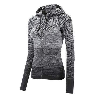 Mermaid Curve Women's Hooded Running Jacket Long Sleeve Sportswear Quick Dry Tracksuit Women Running Jacket