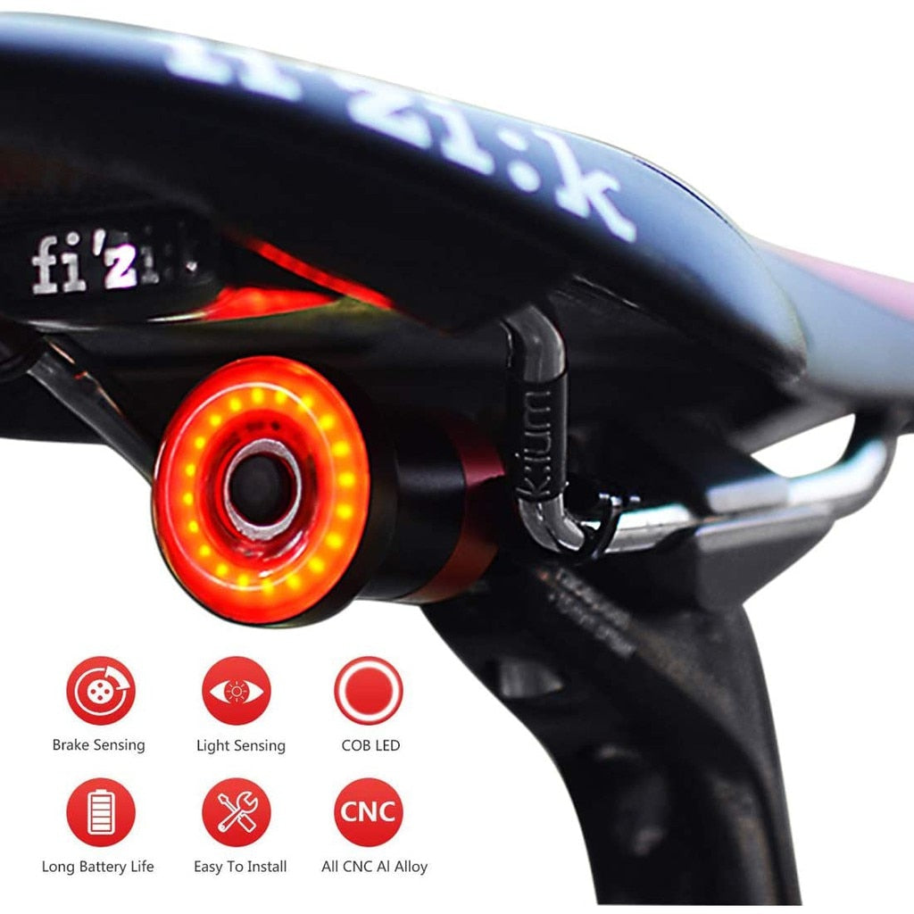 Meroca LED Bicycle Rear Light Smart USB Rechargeable Cycling Bike Tail Light Auto On/Off Waterproof  Lamp for MTB Road Bikes