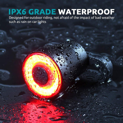 Meroca LED Bicycle Rear Light Smart USB Rechargeable Cycling Bike Tail Light Auto On/Off Waterproof  Lamp for MTB Road Bikes