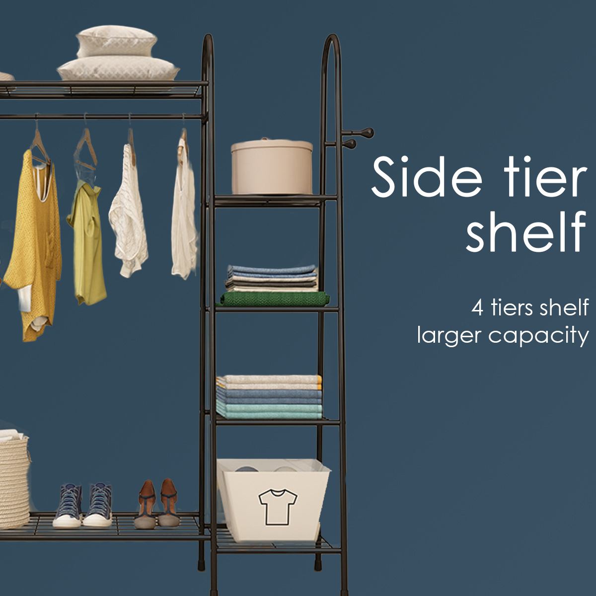 Metal Coat Rack Landing Clothing Holder Hanger Floor Standing Storage Shelf Clothes Hanger Dry Rack Simple Style Room Furniture