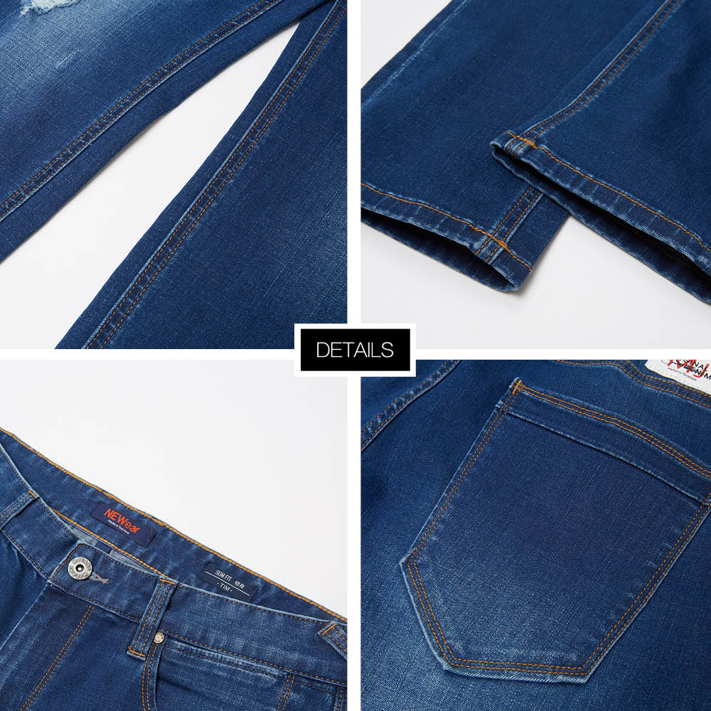 Metersbonwe Straight Jeans Men Casual Hole Design Jeans Autumn Youth Hole Design Trend Slim Jeans Mens Pants Male Trousers