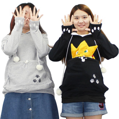 Mewgaroo Cat Lovers Hoodies Women Hooded Casual Pet Kangaroo Sweatshirt Women Pouch Hoodie Big Size Hoody Ladies Tops Sudaderas