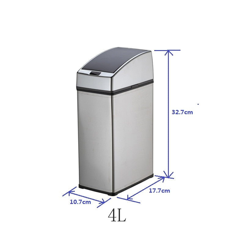 Mini 3L & 4L Sensor Waste Bin No Touch Garbage Can Infrared Recycling Bin Stainless Steel