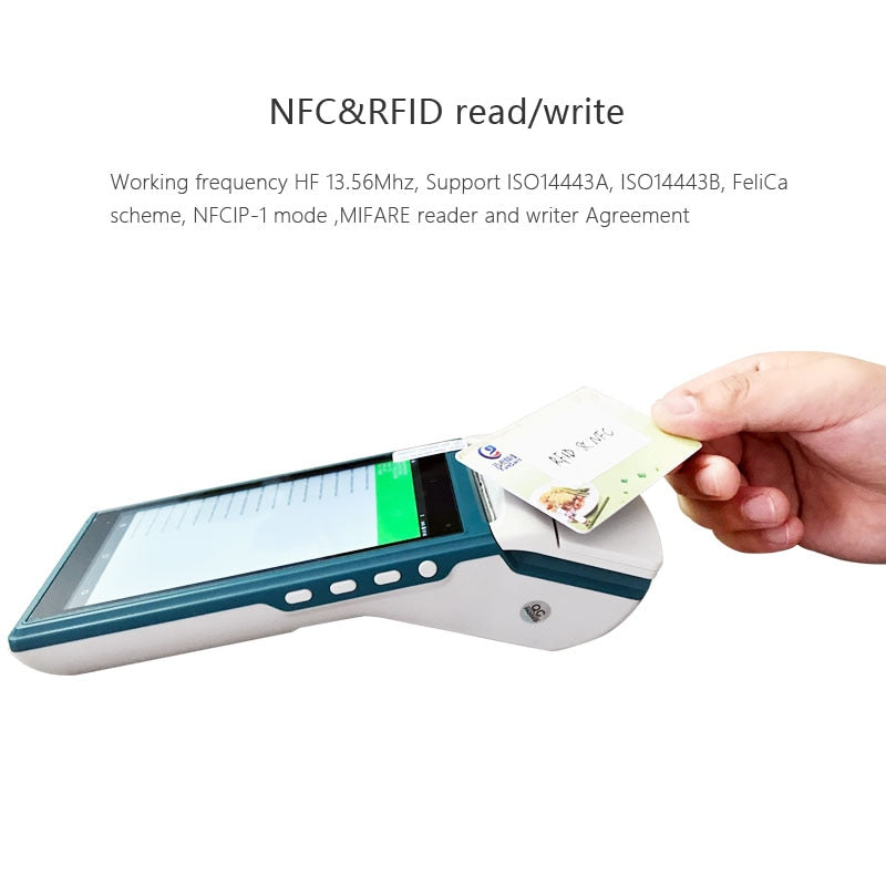 Mini Android Mobile POS terminal 58mm Thermal Printer NFC RFID Reader ZKC5501