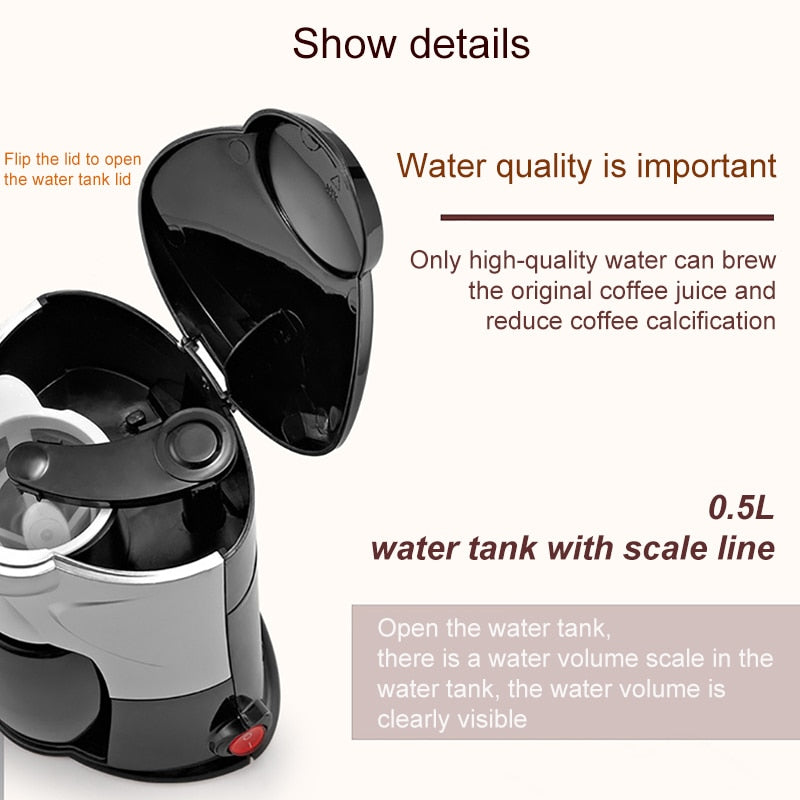 Mini Coffee Machine Tea Maker 220V Home Protable Fully Automatic American Coffee Maker 2020 New