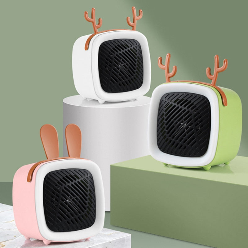 Mini Portable Cute Electric Space Heater 400W Home Office Desktop Warm Air Heater Warmer Fan Silent Remote Fast Heat Thermostat
