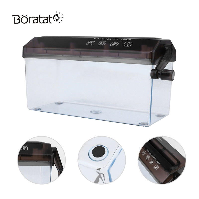 Mini Shredder Small Desktop Hand-cranked A4 Letter Size Paper Shredder Office Household Manual Crusher Documents Handmade Cutting Machine