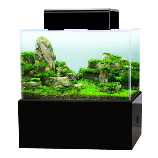 Mini aquarium fish tank dry wet separated bottom filter pump box tropical small fish tank with heating rod LED light