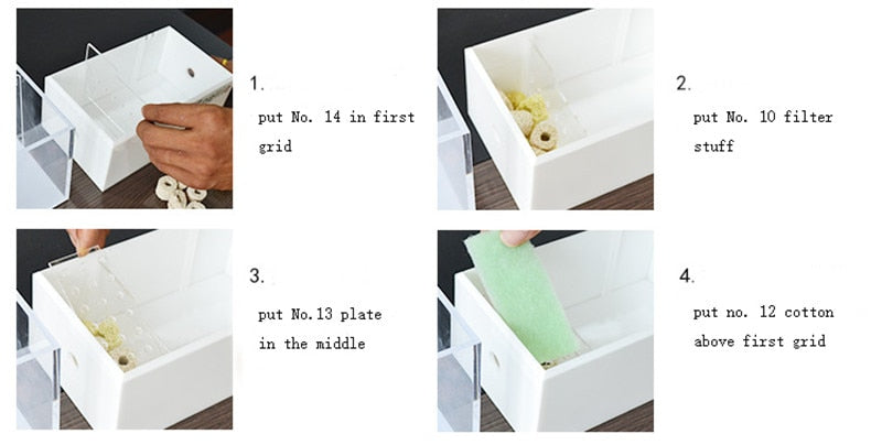 Mini aquarium fish tank dry wet separated bottom filter pump box tropical small fish tank with heating rod LED light