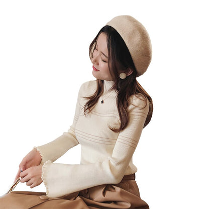 Mishow Sweaters 2018 Knitted Bottoming Long Sleeve Solid pullover Women Striped jumper Autumn Winter knitwear Fit tops MX18D5136