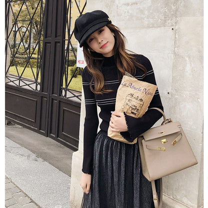 Mishow Sweaters 2018 Knitted Bottoming Long Sleeve Solid pullover Women Striped jumper Autumn Winter knitwear Fit tops MX18D5136