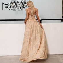 Load image into Gallery viewer, Missord 2020 Sexy V Neck Off Shoulder Glitter Maxi Dress Female Backless Elegant Prom Maxi Dress  Vestidos FT19292
