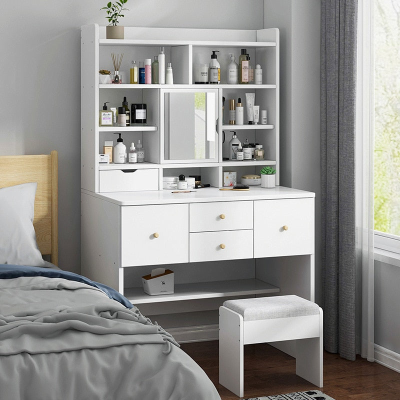 Modern Bedroom Furniture. Dresser Drawers. Bedside Storage Cabinets Night Stand. Makeup Dressing Table with Rotatable Mirror 90cm. Dressing Table Set