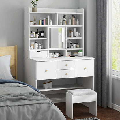 Modern Bedroom Furniture. Dresser Drawers. Bedside Storage Cabinets Night Stand. Makeup Dressing Table with Rotatable Mirror 90cm. Dressing Table Set