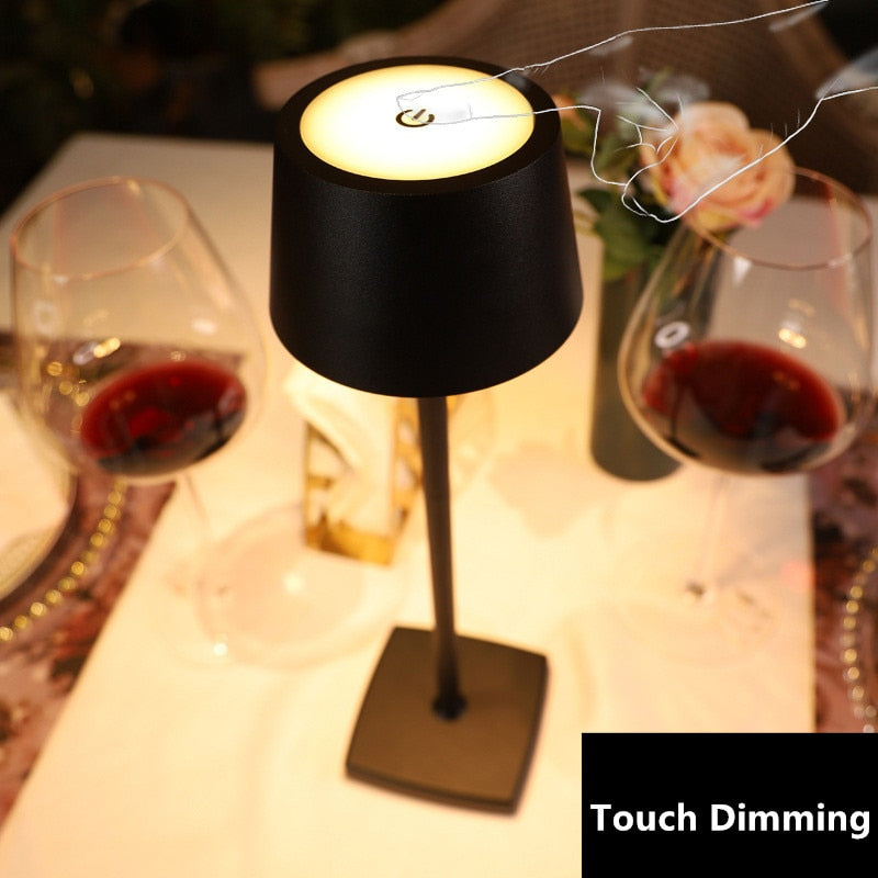 Modern Black gold outdoor led table lamp step-less dimming rechargeable LED desk light Hotel Bedside Bar Table Lamp usb 5200mA