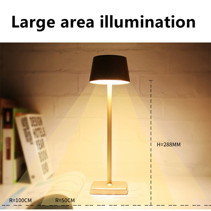 Modern Black gold outdoor led table lamp step-less dimming rechargeable LED desk light Hotel Bedside Bar Table Lamp usb 5200mA