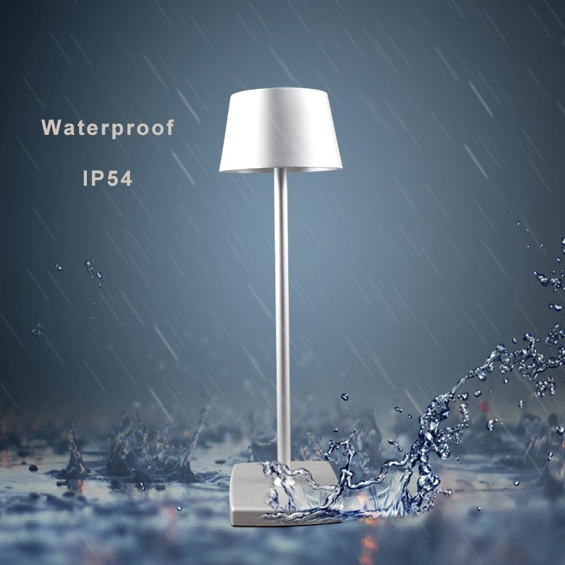 Modern Black gold outdoor led table lamp step-less dimming rechargeable LED desk light Hotel Bedside Bar Table Lamp usb 5200mA