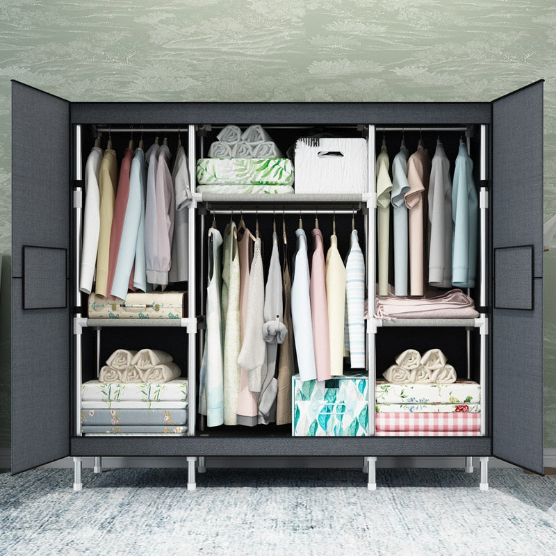 Modern Master Bedroom Wardrobe Steel Pipe Reinforcement Household Closet  Storage Cabinet  Closet Shelf Storage