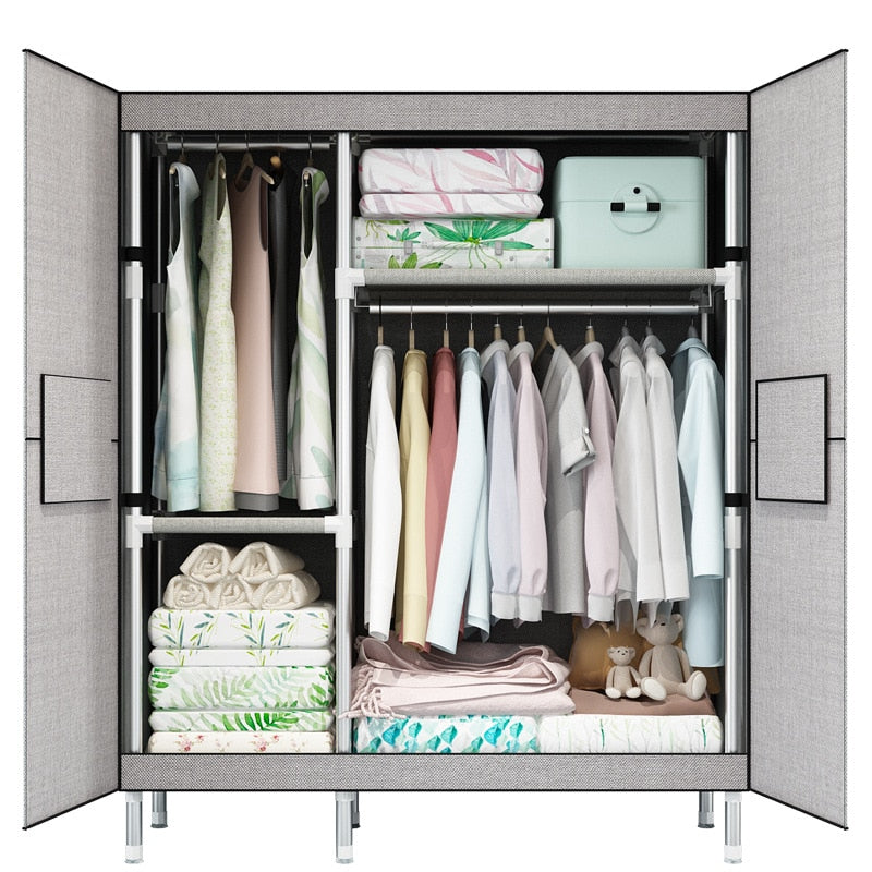 Modern Master Bedroom Wardrobe Steel Pipe Reinforcement Household Closet  Storage Cabinet  Closet Shelf Storage