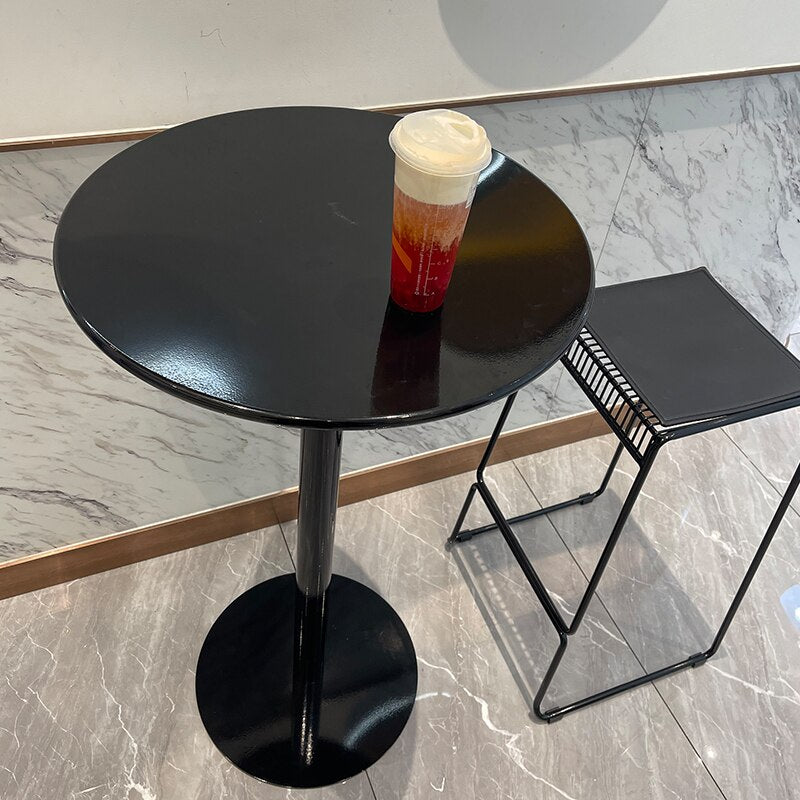 Modern Simple Round Dining Table Bar Table Milk Tea Shop Metal Leisure High Table Bar Coffee Table