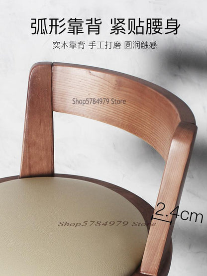 Modern Simple Solid Wood Bar Chair Home Nordic Back Bench Bar Table Chair Rotating Bar Chair