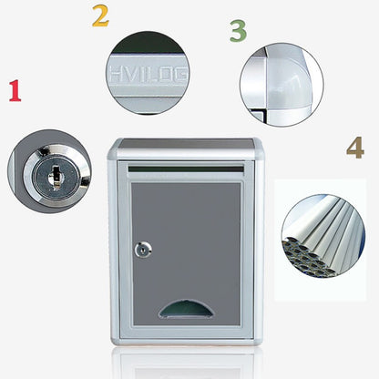 Modern Wall Mounted Lockable Mailbox Outdoor Rainproof Parcel Suggestion Box