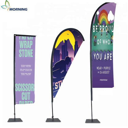 Morning flags and banners custom Logo beach feather flag with cross base graphic advertising celebration beach flag