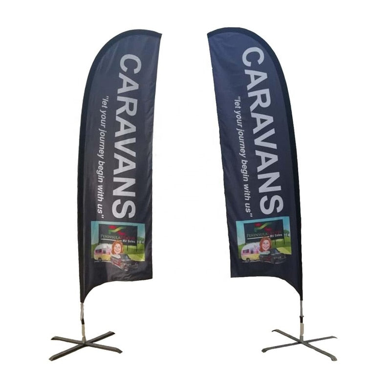 Morning flags and banners custom Logo beach feather flag with cross base graphic advertising celebration beach flag