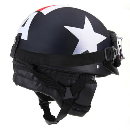 Motorcycle Helmet Half Open Face with Goggle Flexible Visor and Soft Scarf for Intercomunicador Moto Bike Scooter Touring Helmet