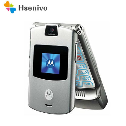 Motorola V3 Refurbished-Original V3 unlocked Flip GSM Quad Band Motorola Razr V3 mobile phone one year warranty Free shipping