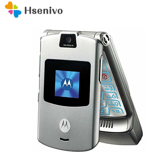 Motorola V3 Refurbished-Original V3 unlocked Flip GSM Quad Band Motorola Razr V3 mobile phone one year warranty Free shipping