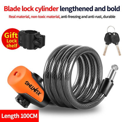 Mountain Bike Bicycle Lock Electric Stainless Steel Password Fixed Portable Anti-Theft Steel Wire Chain Lock Bicycle Accessories