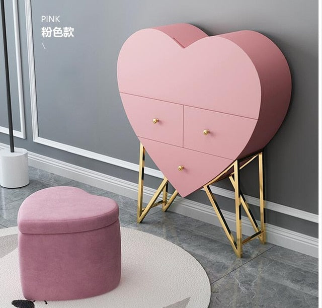 Multi-functional Dressing Table Heart-shaped Lighted Bedroom Wall-mounted Dressing Table Princess online celebrity Dressing Table
