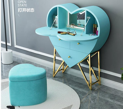 Multi-functional Dressing Table Heart-shaped Lighted Bedroom Wall-mounted Dressing Table Princess online celebrity Dressing Table