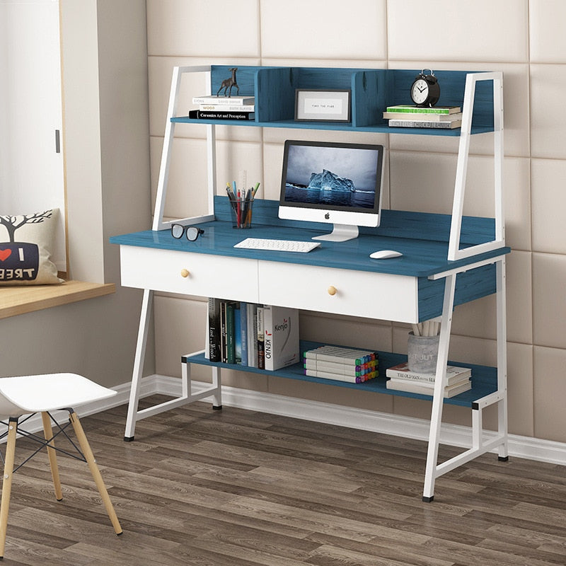 Multi-style Computer Desk Simple Modern Desktop Desk Bedroom Home Simple Bookshelf Double Drawer Storage Design Office