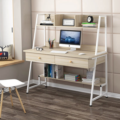 Multi-style Computer Desk Simple Modern Desktop Desk Bedroom Home Simple Bookshelf Double Drawer Storage Design Office
