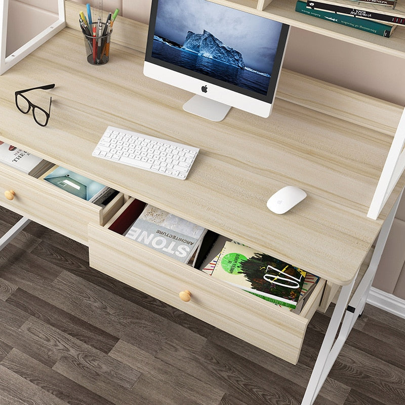 Multi-style Computer Desk Simple Modern Desktop Desk Bedroom Home Simple Bookshelf Double Drawer Storage Design Office