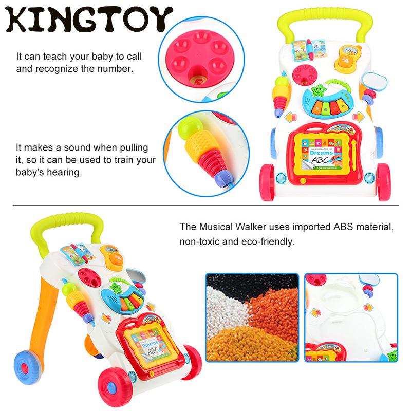 Music Baby Walkers With Wheel Kids Toddler Trolley Sit-to-Stand Walker Early Learning Walker Baby Balance Bike Baby Push Walker
