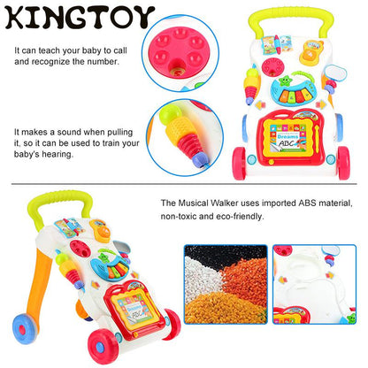 Music Baby Walkers With Wheel Kids Toddler Trolley Sit-to-Stand Walker Early Learning Walker Baby Balance Bike Baby Push Walker