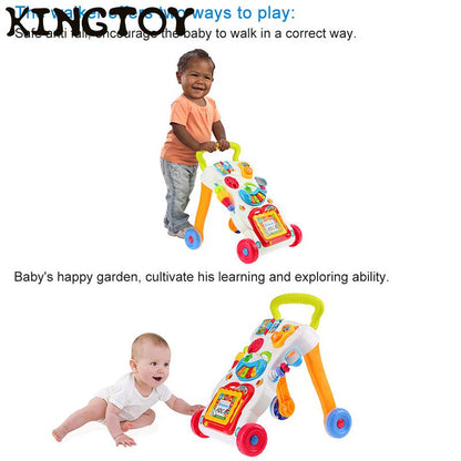 Music Baby Walkers With Wheel Kids Toddler Trolley Sit-to-Stand Walker Early Learning Walker Baby Balance Bike Baby Push Walker